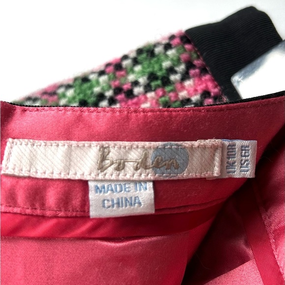 BODEN Women's Pencil Skirt Size 6 Notre Dame Pink Green Black Check Wool Blend - Picture 5 of 8